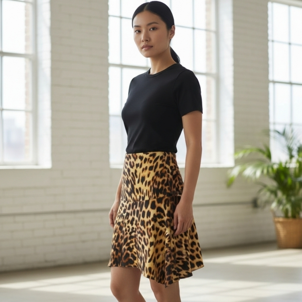 $895 NWT STELLA MCCARTNEY Tortoise Shell Print Satin Envers Mini Skirt IT34